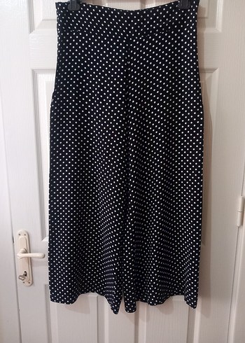 Siyah Beyaz Puantiyeli Bol Kesim Pantolon - Görsel 3