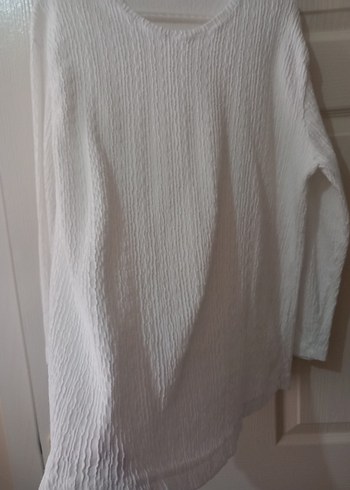 Kadın Beyaz Keten Pliseli Uzun Kollu Bluz - Görsel 3