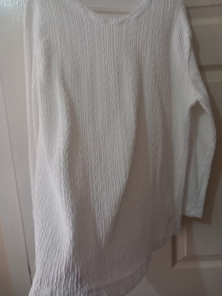 Kadın Beyaz Keten Pliseli Uzun Kollu Bluz - Görsel 3