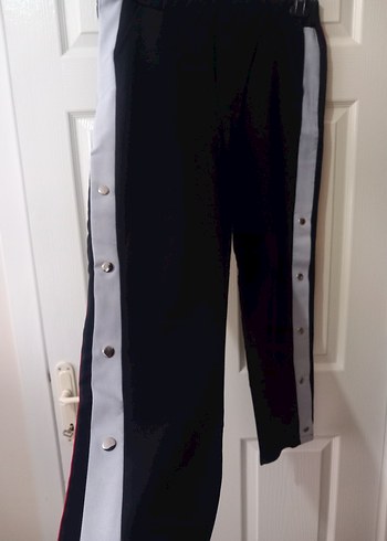 Düğmeli Gri Kadın Kumaş Pantolon - Görsel 3