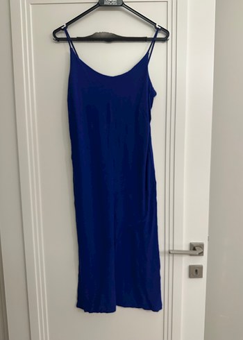 H&M XS SAKS MAVİSİ MİDİ PENYE ELBİSE