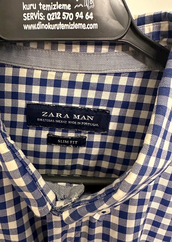 Zara ZARA MAVİ KARELİ L SLİM FİT GÖMLEK