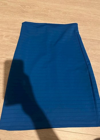 BATİK S MAVİ LİKRALI PARLAK KUMAŞ KALEM ETEK - Görsel 2
