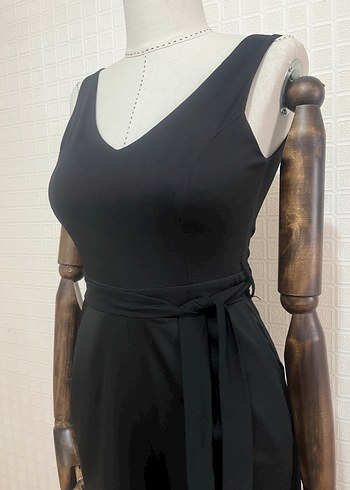 Kadın Siyah V Yaka kapri Tulum - Görsel 4