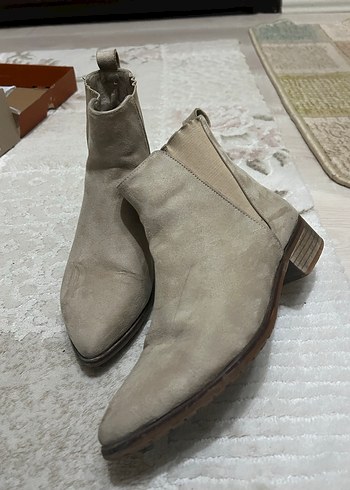 36 Beden camel Renk Bej Süet Kadın Botlar Blok Topuklu