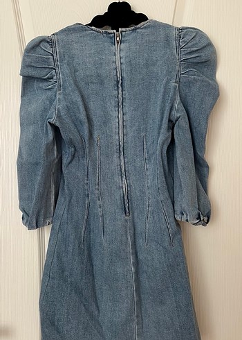 Mavi Denim Uzun Kollu Midi Elbise - Görsel 2