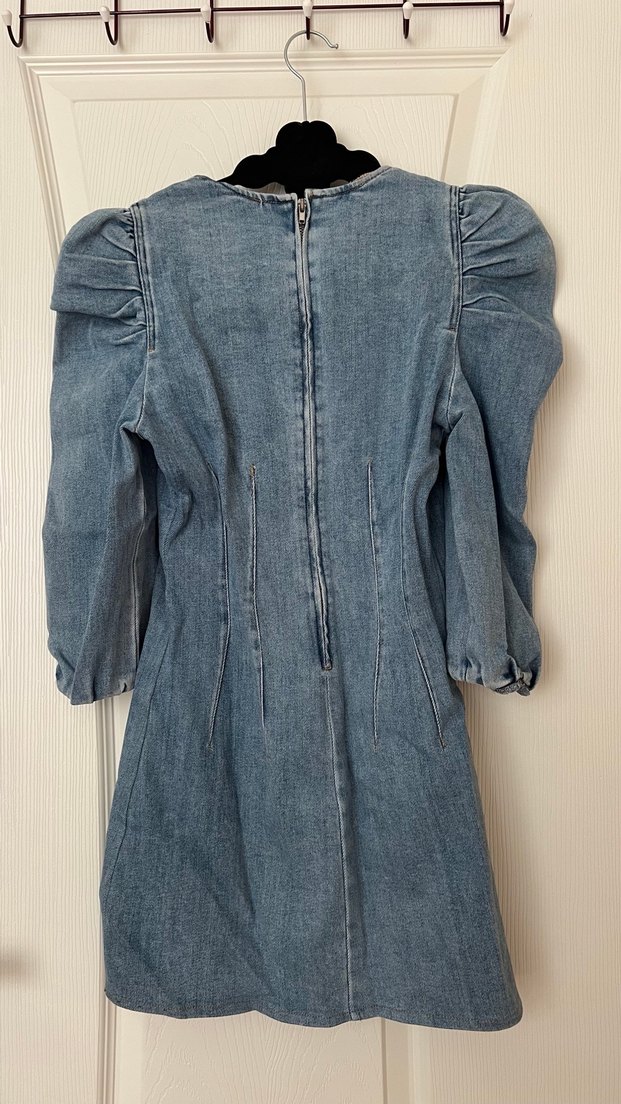 Mavi Denim Uzun Kollu Midi Elbise - Görsel 2