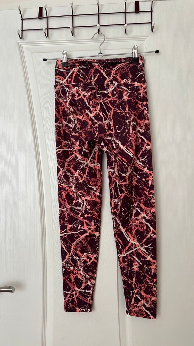 Bordo Bağlama Desenli Spor Tayt - Görsel 2