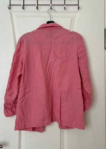 Pembe Keten Kadın Blazer Ceket - Görsel 2
