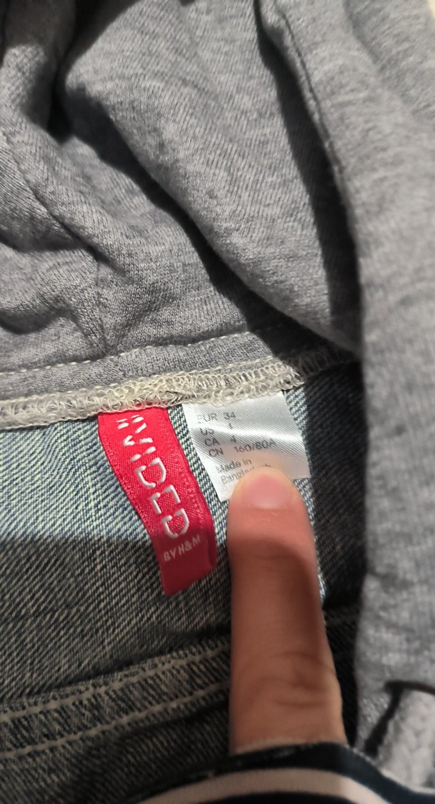 Gri Kapüşonlu Gri Kolları Denim Kadın Ceket - Görsel 3