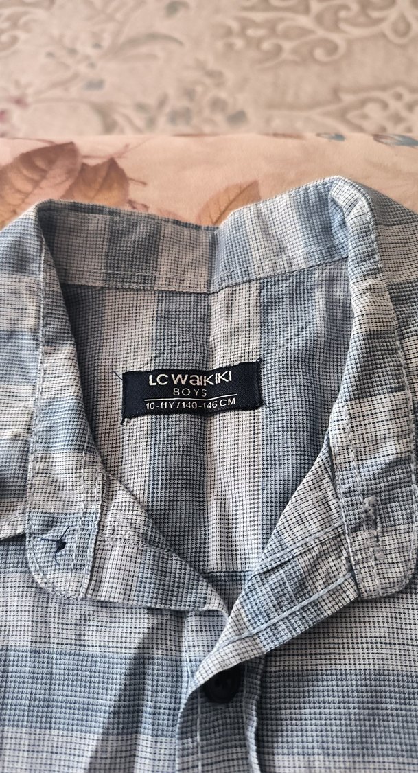 Gri Kısa Kollu Denim Erkek Gömlek - Görsel 2