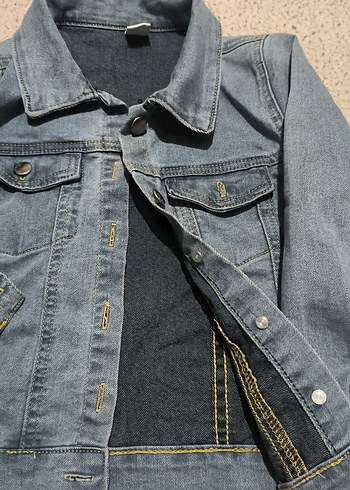 Kız Çocuk Gri Düğmeli Denim Ceket - Görsel 2