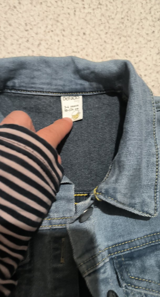 Kız Çocuk Gri Düğmeli Denim Ceket - Görsel 3