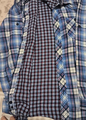 Erkek Mavi Kareli Düğmeli Gömlek - Görsel 2