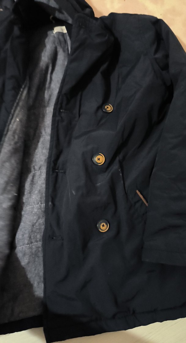 Düğmeli Mavi Erkek Midi Mont - Görsel 3