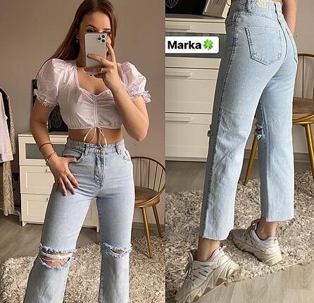 Zara Buz Mavisi Kesik Paça Jean