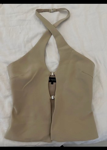 Bej halter Yaka üst