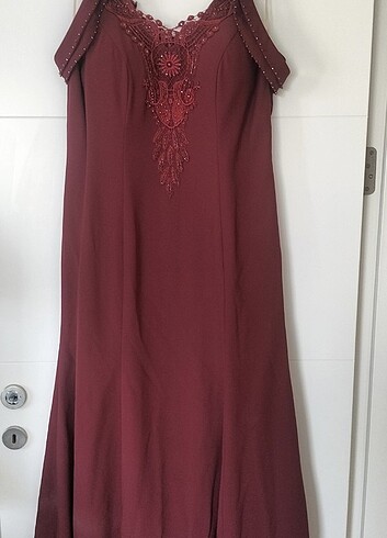 50 Beden bordo Renk Abiye elbise