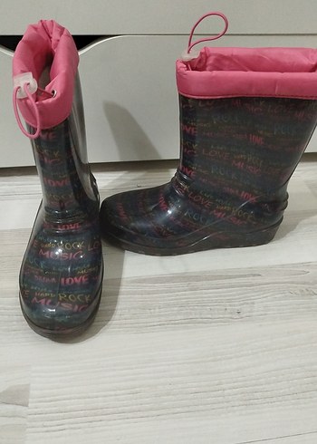 Kız Çocuk Pembe Bağcıksız Lastikli Yağmur Çizmesi
