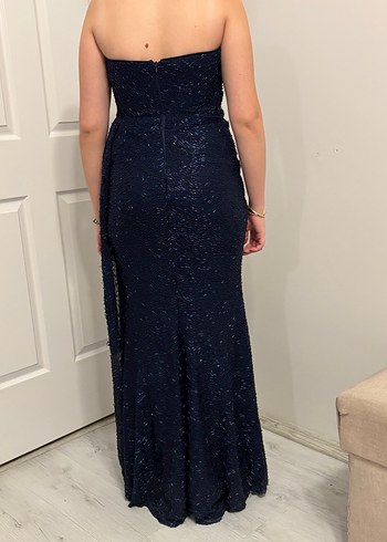 Uzun Lacivert Straplez Abiye Elbise 3000 Tl - Görsel 4
