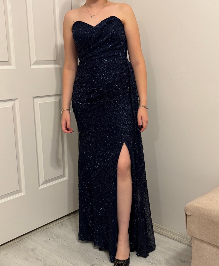 Uzun Lacivert Straplez Abiye Elbise 3000 Tl - Görsel 2