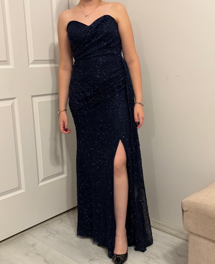 Uzun Lacivert Straplez Abiye Elbise 3000 Tl - Görsel 3