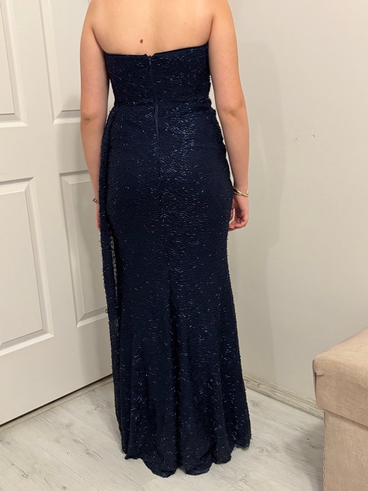 Uzun Lacivert Straplez Abiye Elbise 3000 Tl - Görsel 4