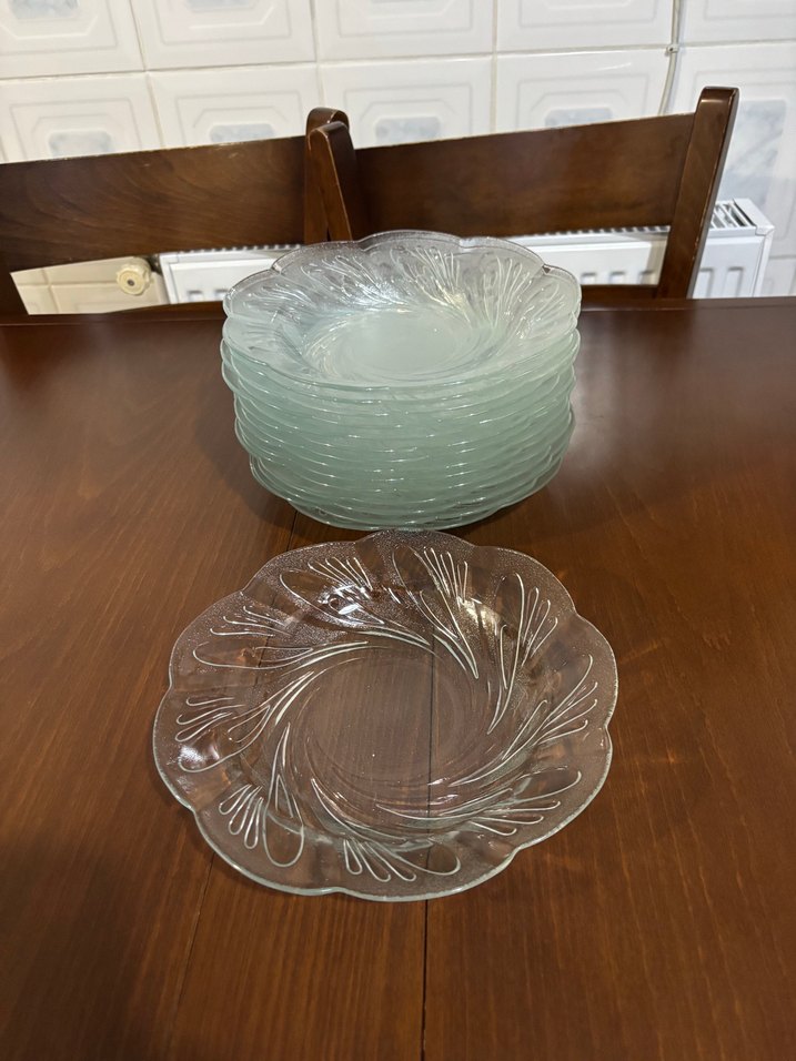 Vintage Desenli Cam Tabak Seti 15 parça - Görsel 3