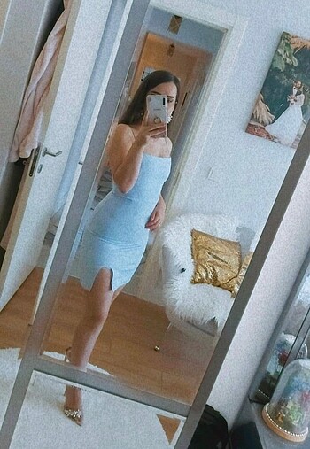 Buz mavisi mini elbise ????