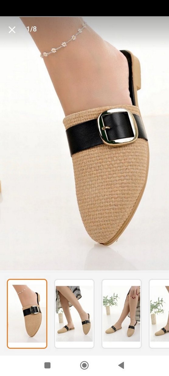 Bej Kadın Hasır Örgü Kısa Topuklu Terlik - Görsel 2