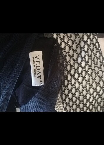 Siyah Beyaz Tül Detay Elbise - Görsel 3