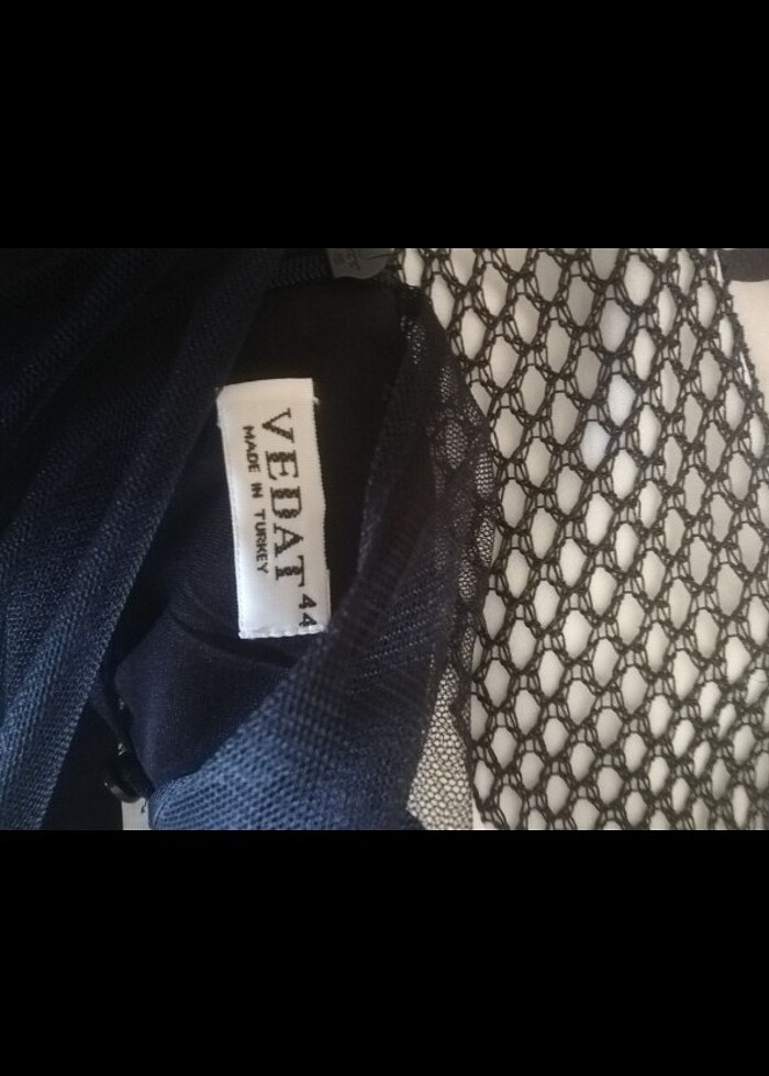 Siyah Beyaz Tül Detay Elbise - Görsel 3