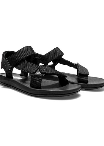 Siyah  Cırt Cırtlı Dolgu Topuklu Sandalet - Görsel 2