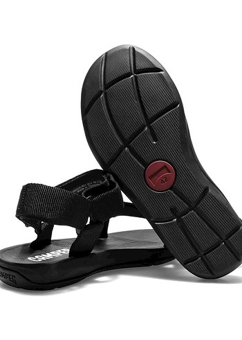 Siyah  Cırt Cırtlı Dolgu Topuklu Sandalet - Görsel 5