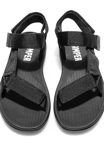 Siyah  Cırt Cırtlı Dolgu Topuklu Sandalet - Görsel 4