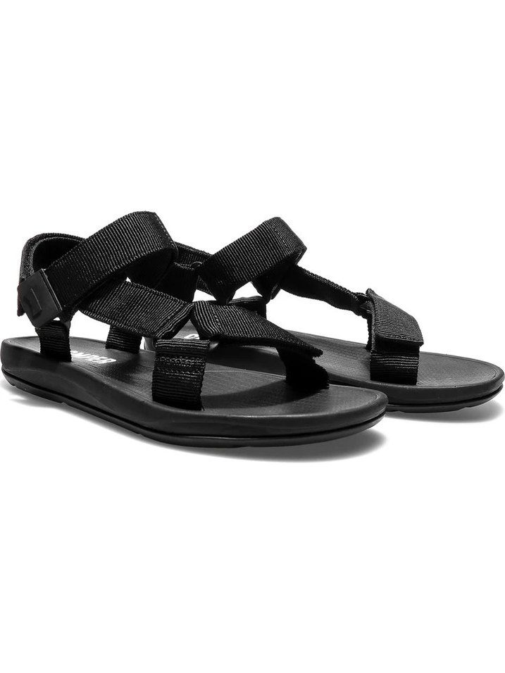 Siyah  Cırt Cırtlı Dolgu Topuklu Sandalet - Görsel 2