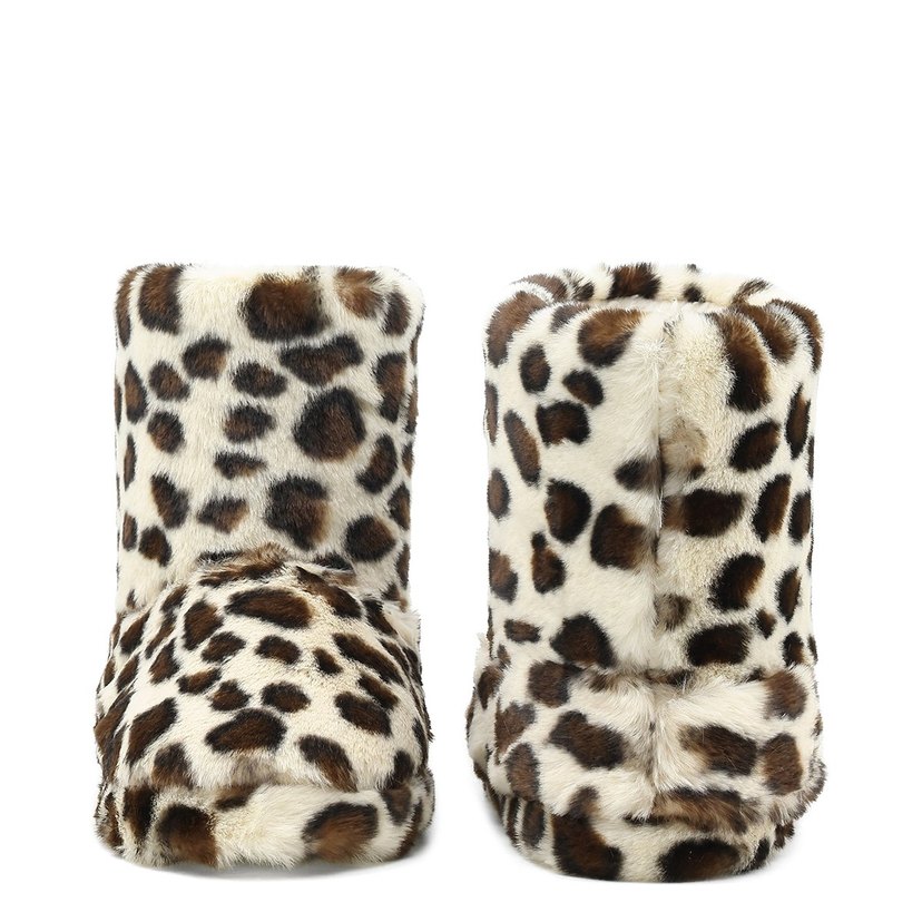 Leopar Desenli Kadın Suni Kürk Ev Terliği - Görsel 5