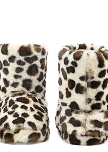 Leopar Desenli Kadın Suni Kürk Ev Terliği - Görsel 5
