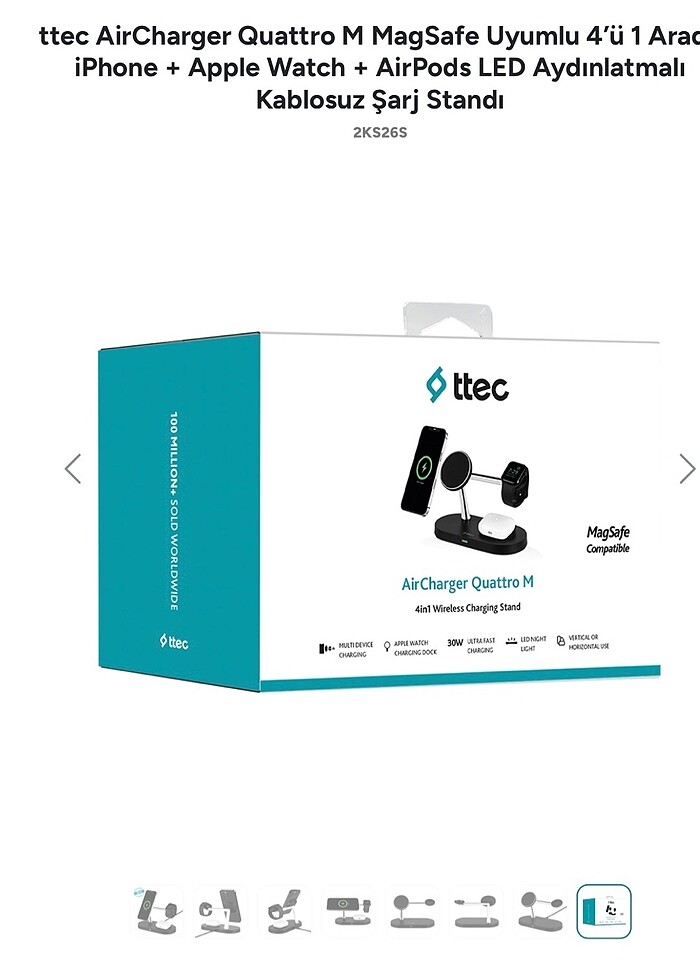 ttec AirCharger Quattro M MagSafe Uyumlu 4'ü 1 Arada iPhone + Ap - Görsel 2
