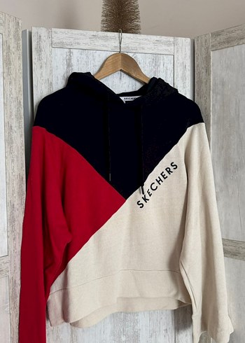 Renk Bloklu Kapüşonlu Kadın Sweatshirt