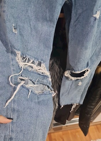 yırtık Mavi Kadın Kot Pantolon - Görsel 3