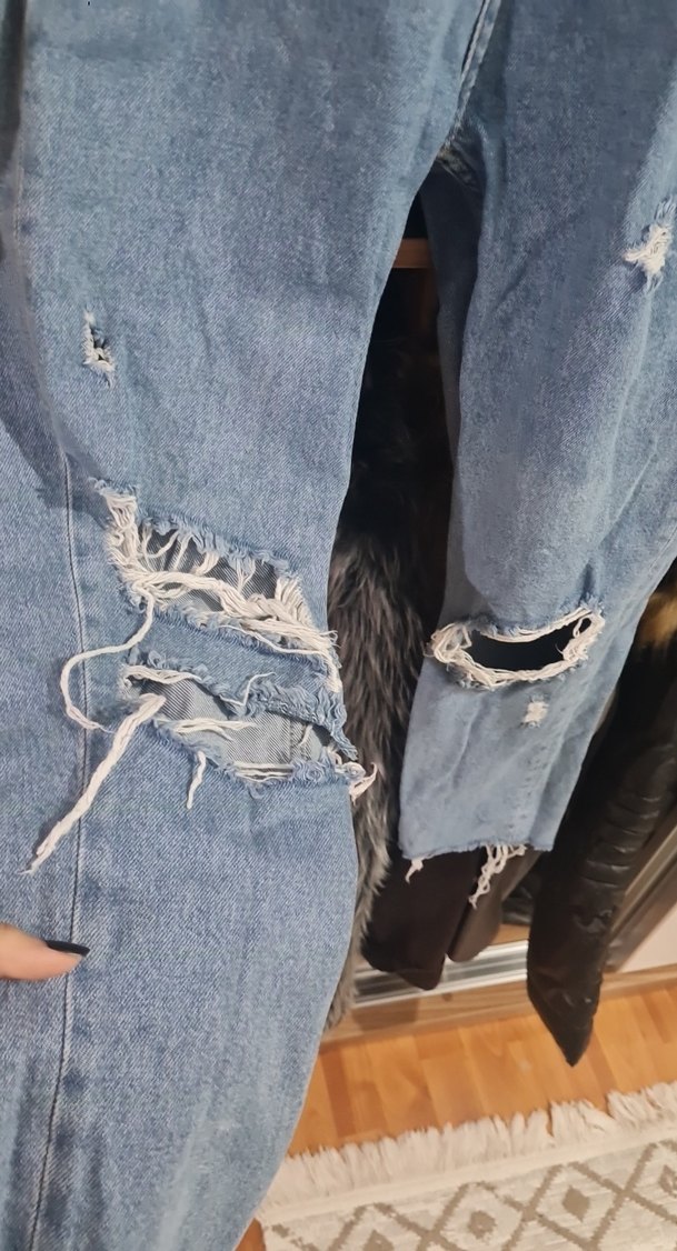 yırtık Mavi Kadın Kot Pantolon - Görsel 3