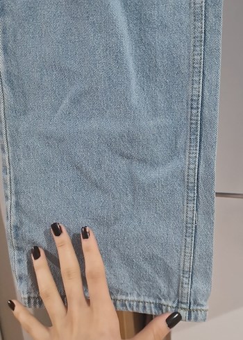 bol kesim Cep Detaylı Mavi Kadın Kot Pantolon - Görsel 6