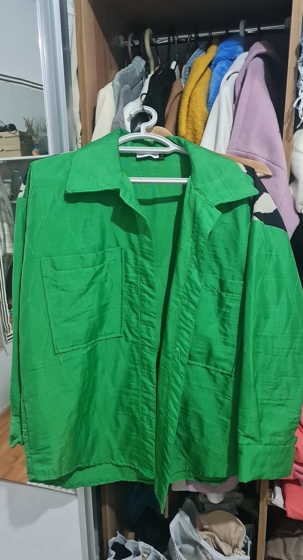 Püsküllü Nakışlı Yeşil Bohem Kadın Gömlek - Görsel 2