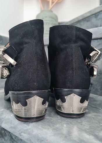 Siyah Süet Tokalı Gotik Kadın Botu - Görsel 4