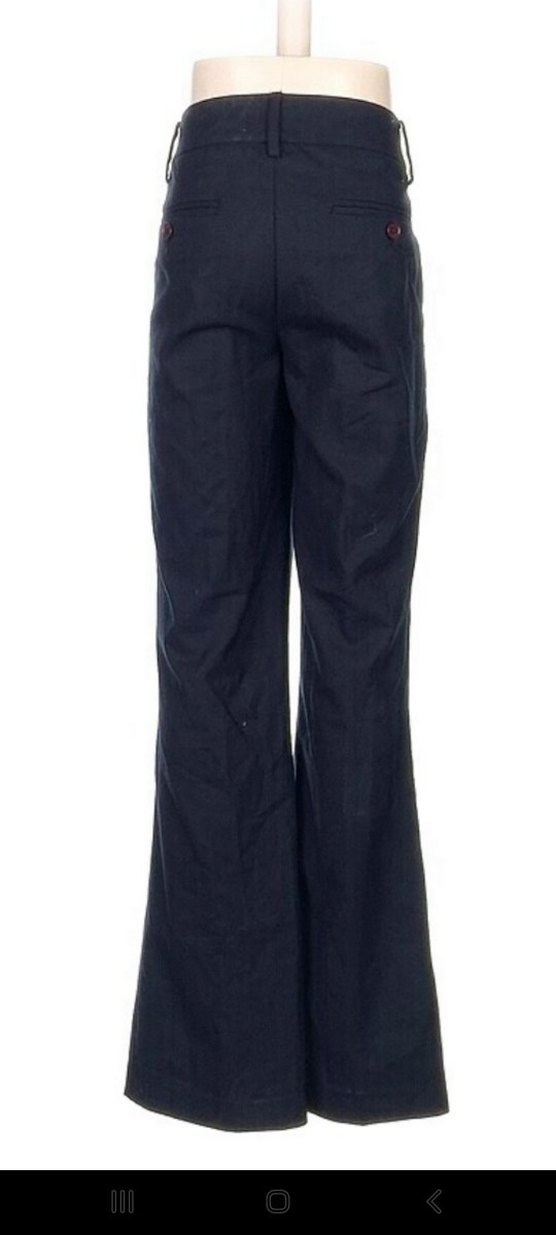 Düğmeli Lacivert Kadın klasik Pantolon - Görsel 3