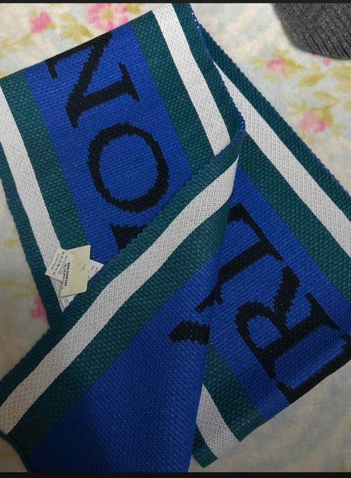 Mavi Baskılı Koton Atkı - Görsel 3