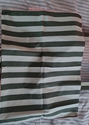 Çizgili Haki beyaz Pamuklu Yastık Kılıfı Takımı - Görsel 4