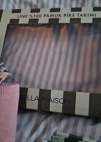 Çizgili Haki beyaz Pamuklu Yastık Kılıfı Takımı - Görsel 7