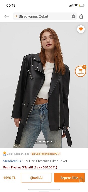 Stradivarius Stradivarius oversize biker deri ceket